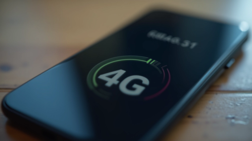 Mobilus telefono ekranas su interneto signalo indikatoriumi, netobulas 4G ryšys, nesaugus prisijungimas